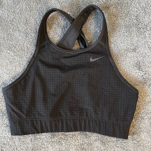 Nike Classic Cross Back Sports Bra Black Perforated Dri-FIT Medium Support Small